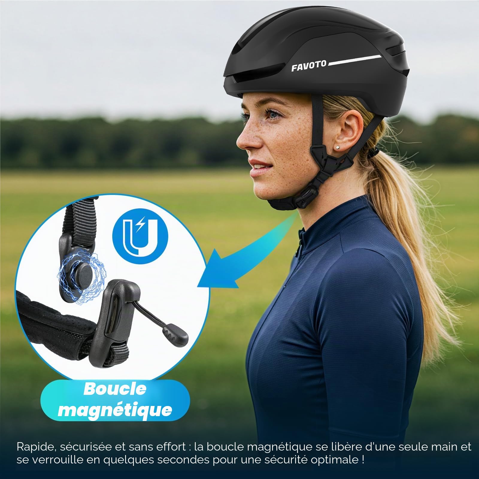 Favoto Casque de vélo Intelligent avec lumières et Clignotants, certifié CE, Casque de Cyclisme pour Adultes avec télécommande, 3 Modes d'éclairage Rouge : Respiration, Clignotant, Fixe