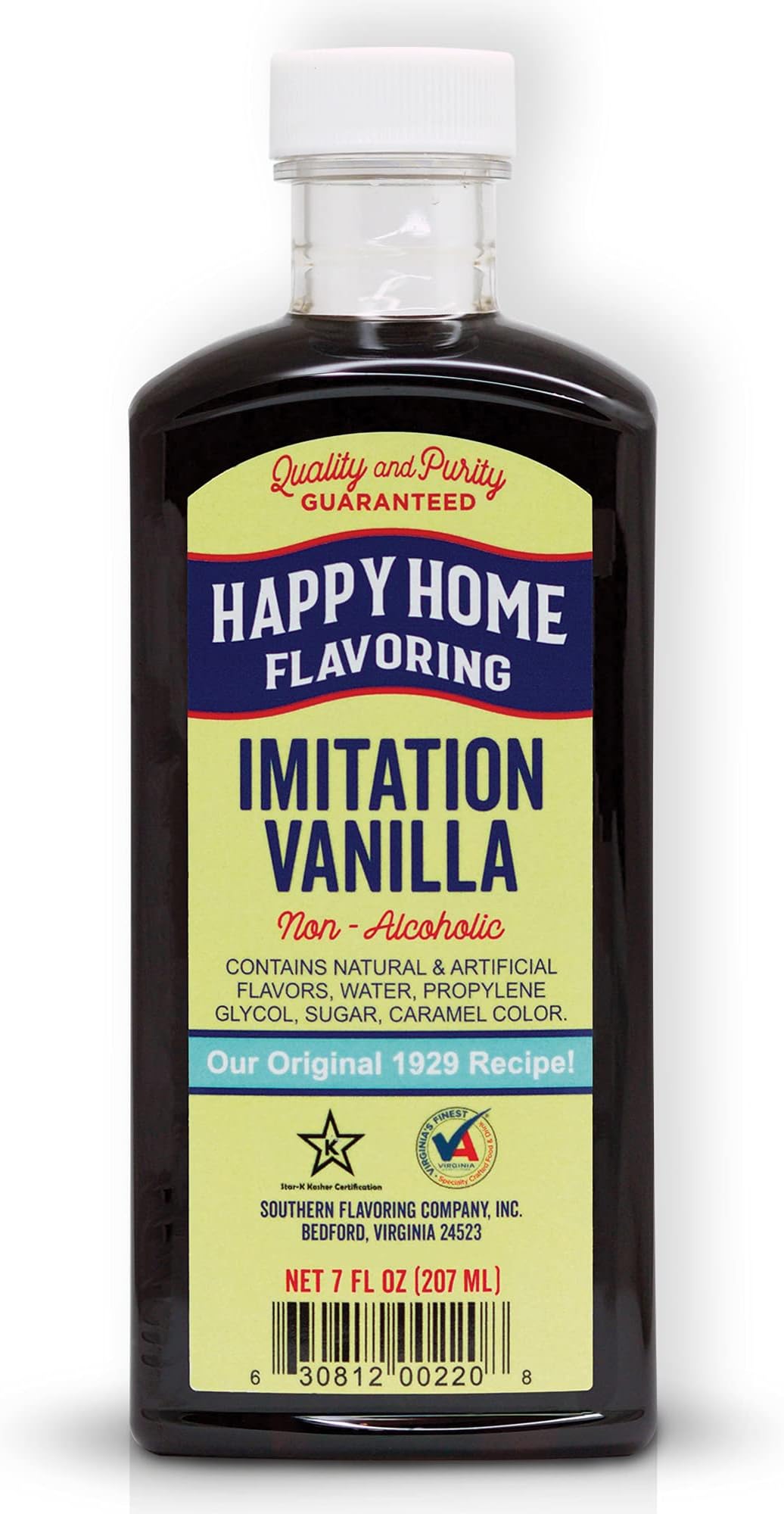 Happy Home Imitation Vanilla Flavoring, Non-Alcoholic, Certified Kosher, 7 oz.