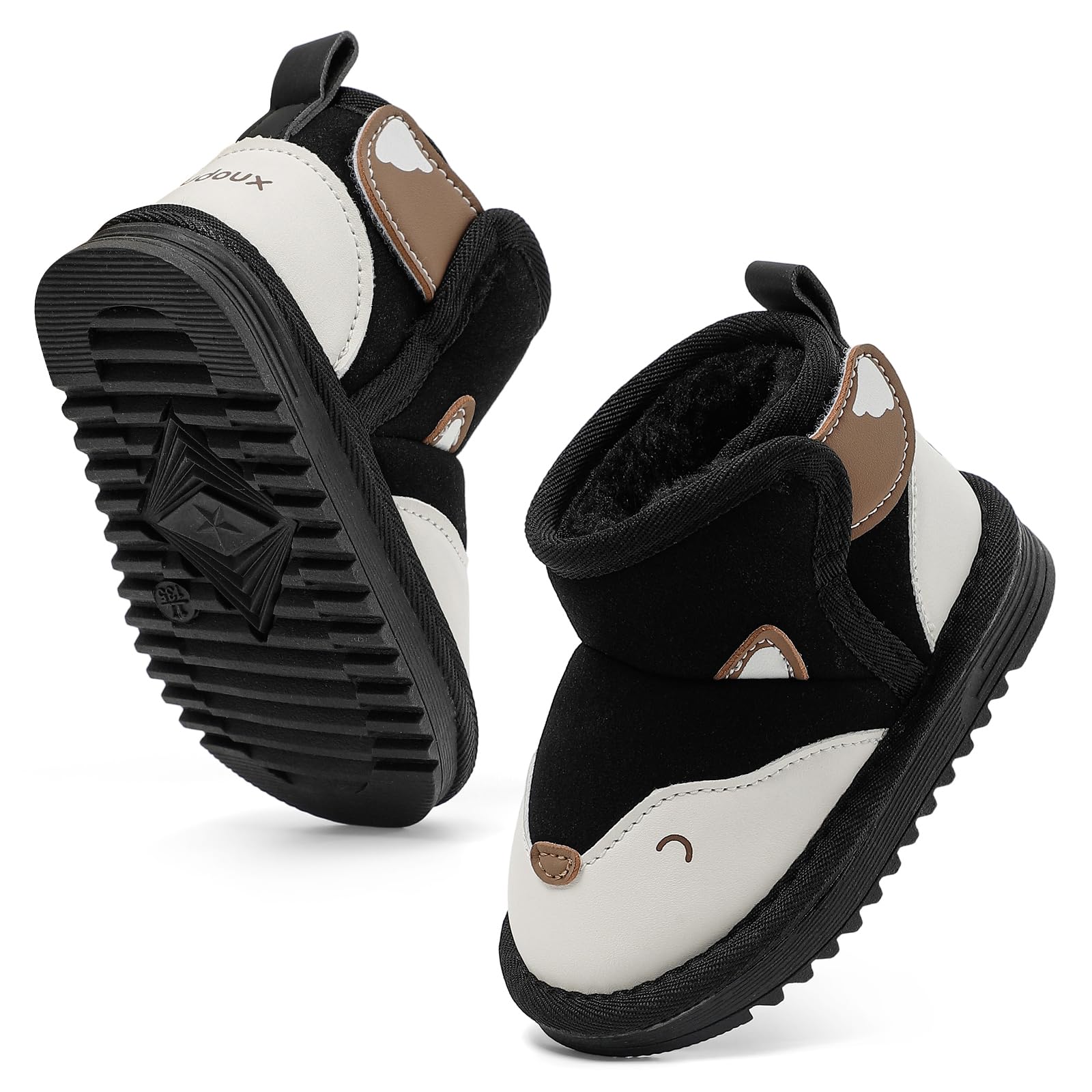 MASOCIO Buty zimowe dla chłopców i dziewczynek, małe dzieci, buty zimowe, pluszowe, gumowe, antypoślizgowe, rozmiar 18-24 EU