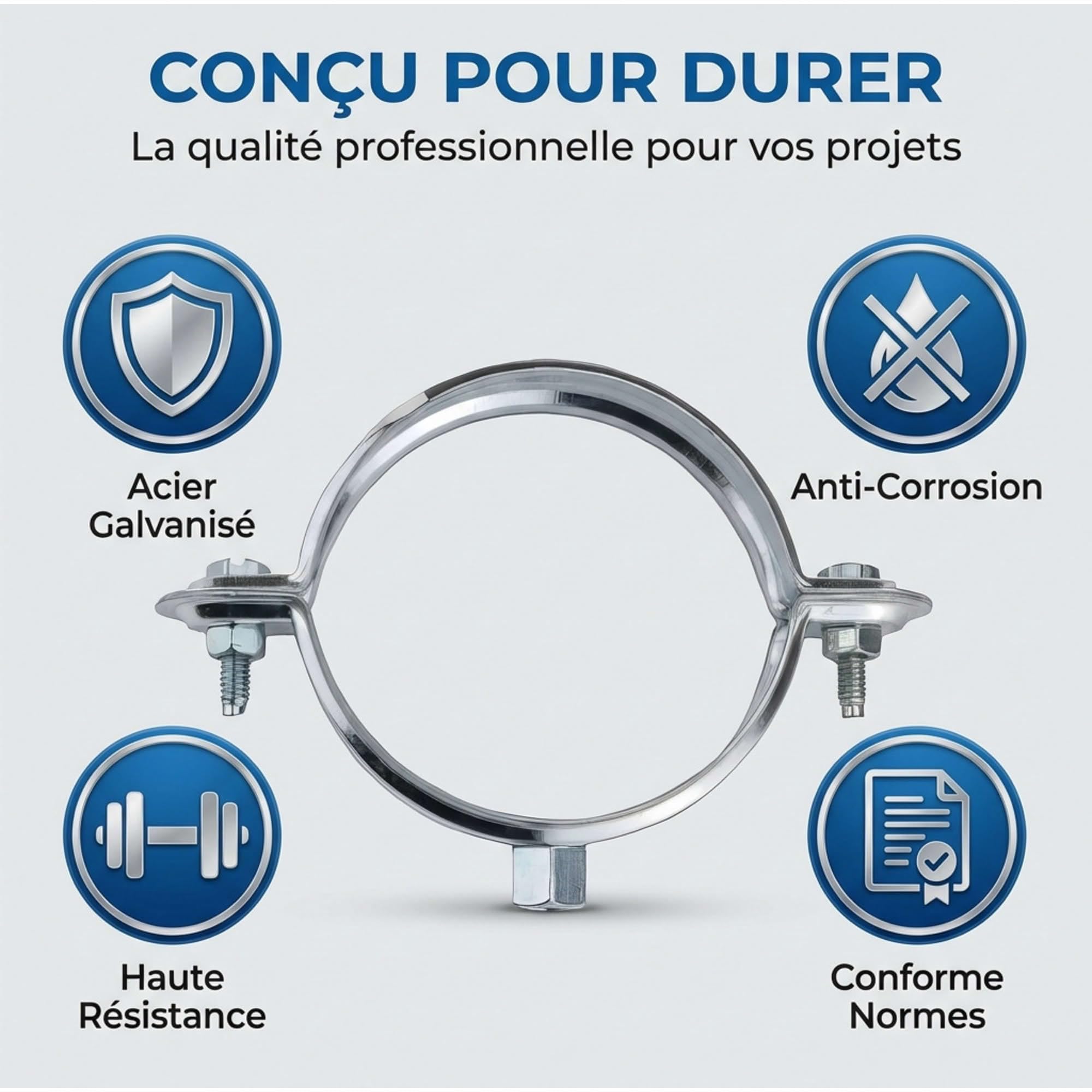 25 Colliers de Descente de Pluie - M8 - Diamètre 110 mm mm