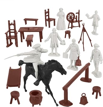 BMC Classic American Revolution Colonists - White 21pc Plastic Figure Playset