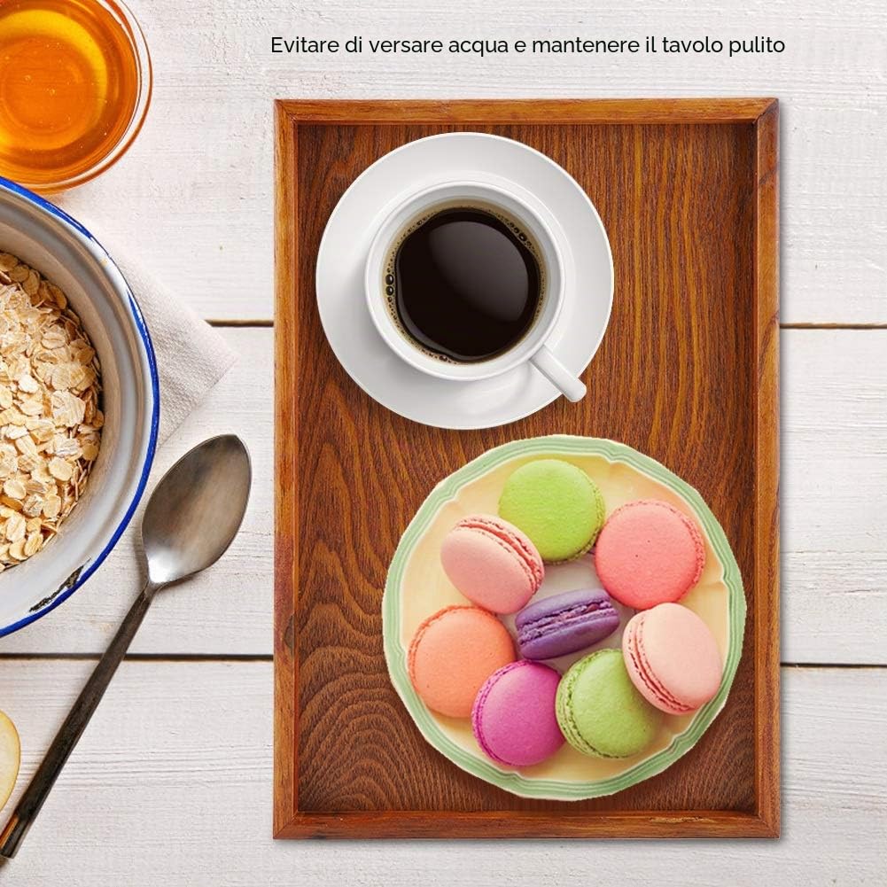 Vassoio in Legno, Vassoio Rettangolare per Snack e Conservazione Alimentare, Design Leggero e Durevole, 35 x 24 cm, per Uso Domestico e Ospitalità