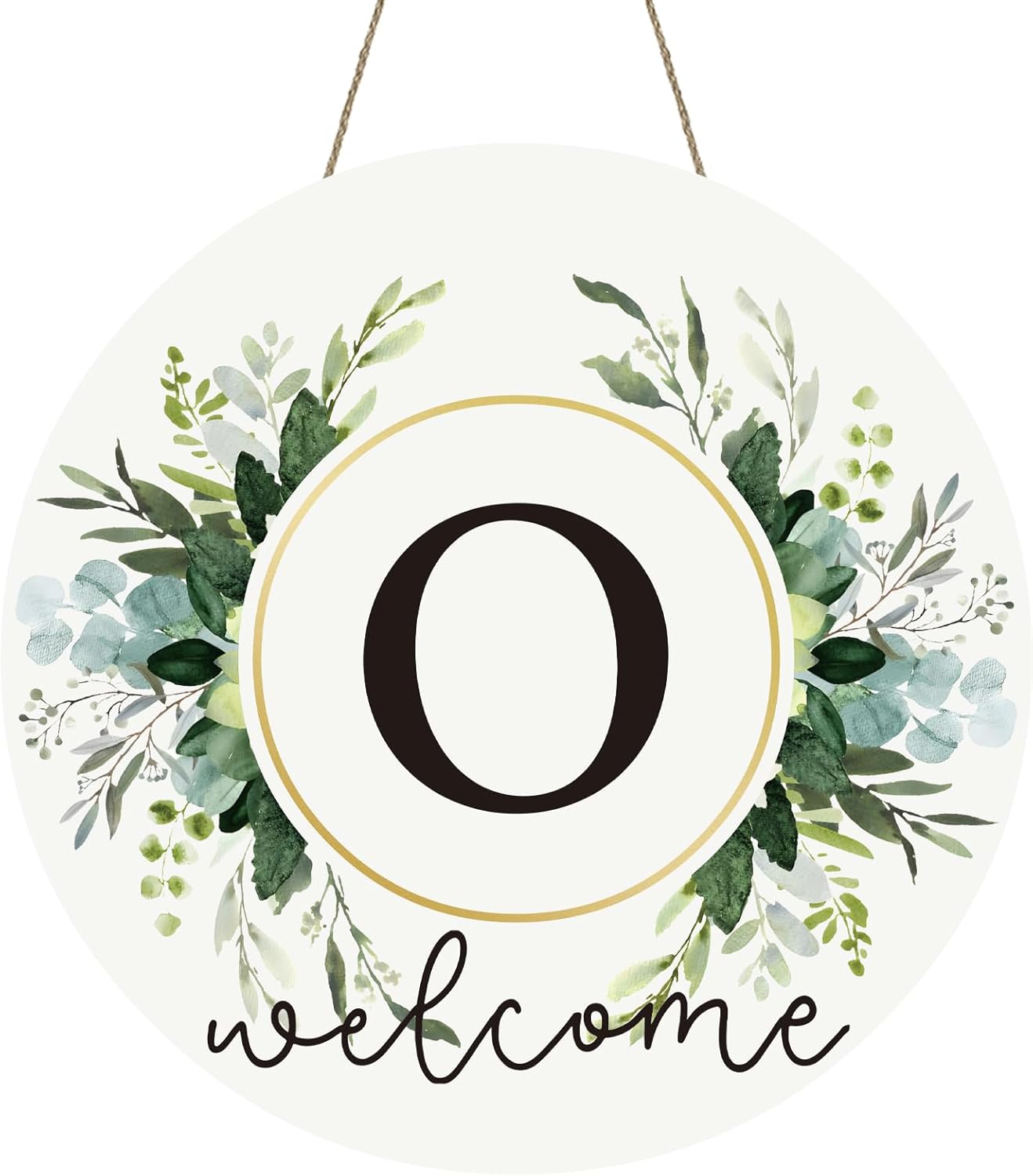 Monogram Letter O Wreaths for Front Door Wreath Wooden Welcome Sign for Front Door Decor Floral Family Last Name Initial House Warming Spring Summer Porch Rustic Wall Home Kitchen Boho Decorations