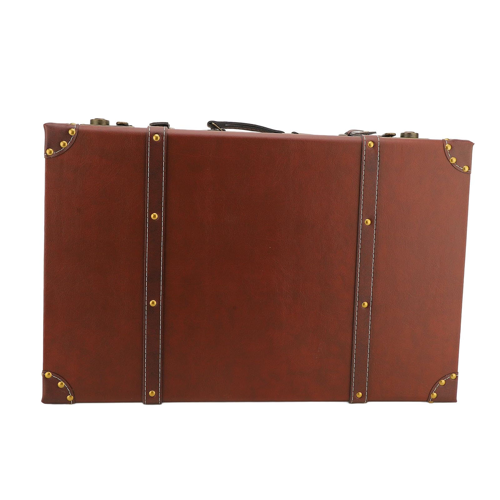 Haofy Walizka na Pociąg w Stylu Vintage, Organizer na Kosmetyki ze Skóry PU, Biżuteria do Makijażu, Kufer Pamiątkowy 21,46 X 13,58 X 7,28 Cala, Zamek ze Stopu, Nity 3D, Duże Miejsce do Przechowywania