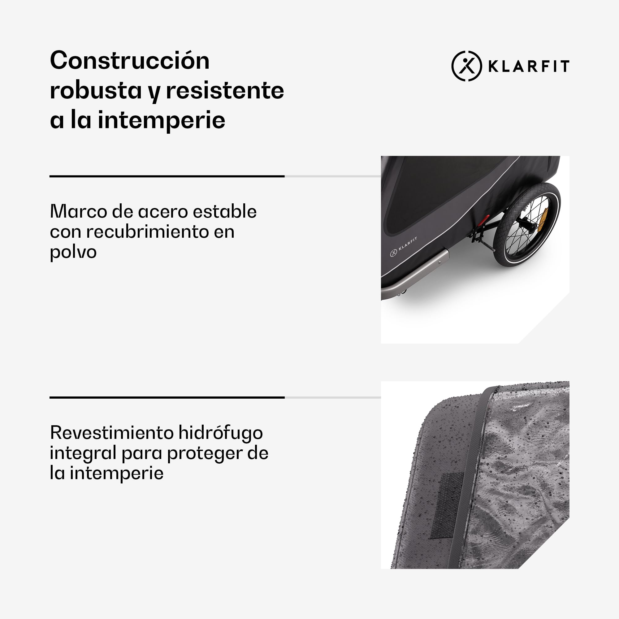 Klarfit Goldie Cochecito Remolque Bicicleta Perros, onvertible en Silla de Paseo, 324L Volumen, Impermeable, Frenos y reflectores Integrados, Carga máxima 40kg, Negro