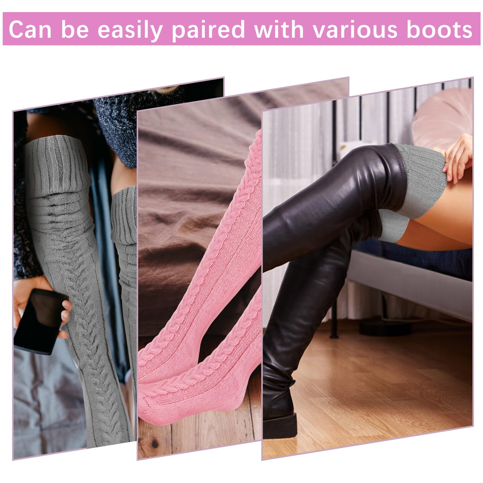 Calcetines de Punto para Mujer 2 Pares, Tejido, Rodilla