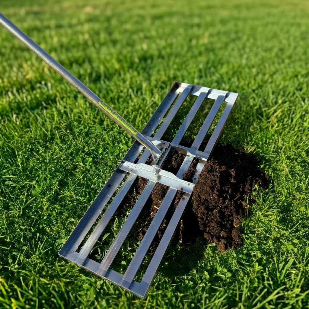 Lawn Leveling Rake 48″ x 10″ – Heavy Duty Carbon Steel Ground Leveler Tool for Yard, Soil, Sand & Grass – Professional Landscape Rake for Lawn, Garden & Golf Course (48 inch)