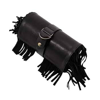 CREEK x AT-DIRTY レザー フリンジ ツールバッグ ブラック CREEK MOTORCYCLE x AT-DIRTY レザー フリンジ ツールバッグ