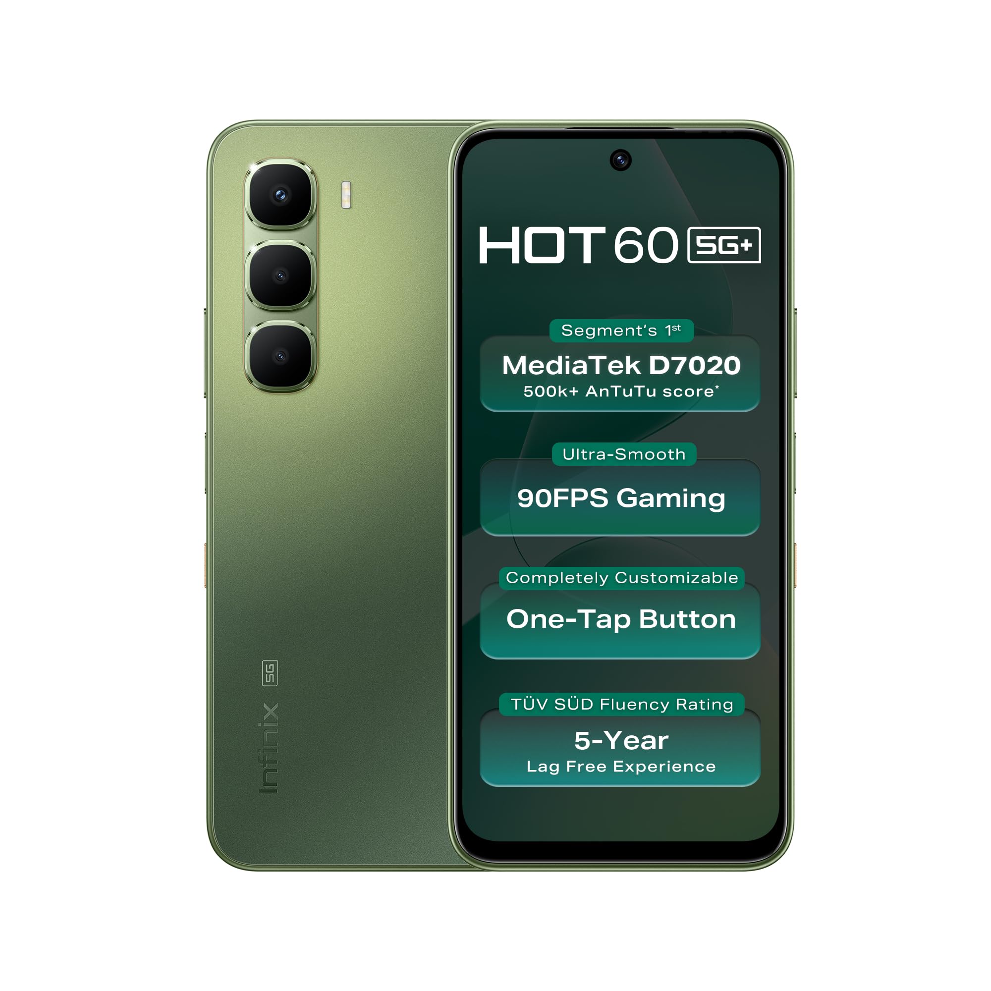 Infinix HOT 60 5G+ (Tundra Green, 6GB RAM, 128GB Storage) | 90FPS Gaming | 500K+AnTuTu Score | One-Tap AI Button | Infinix AI-image-8
