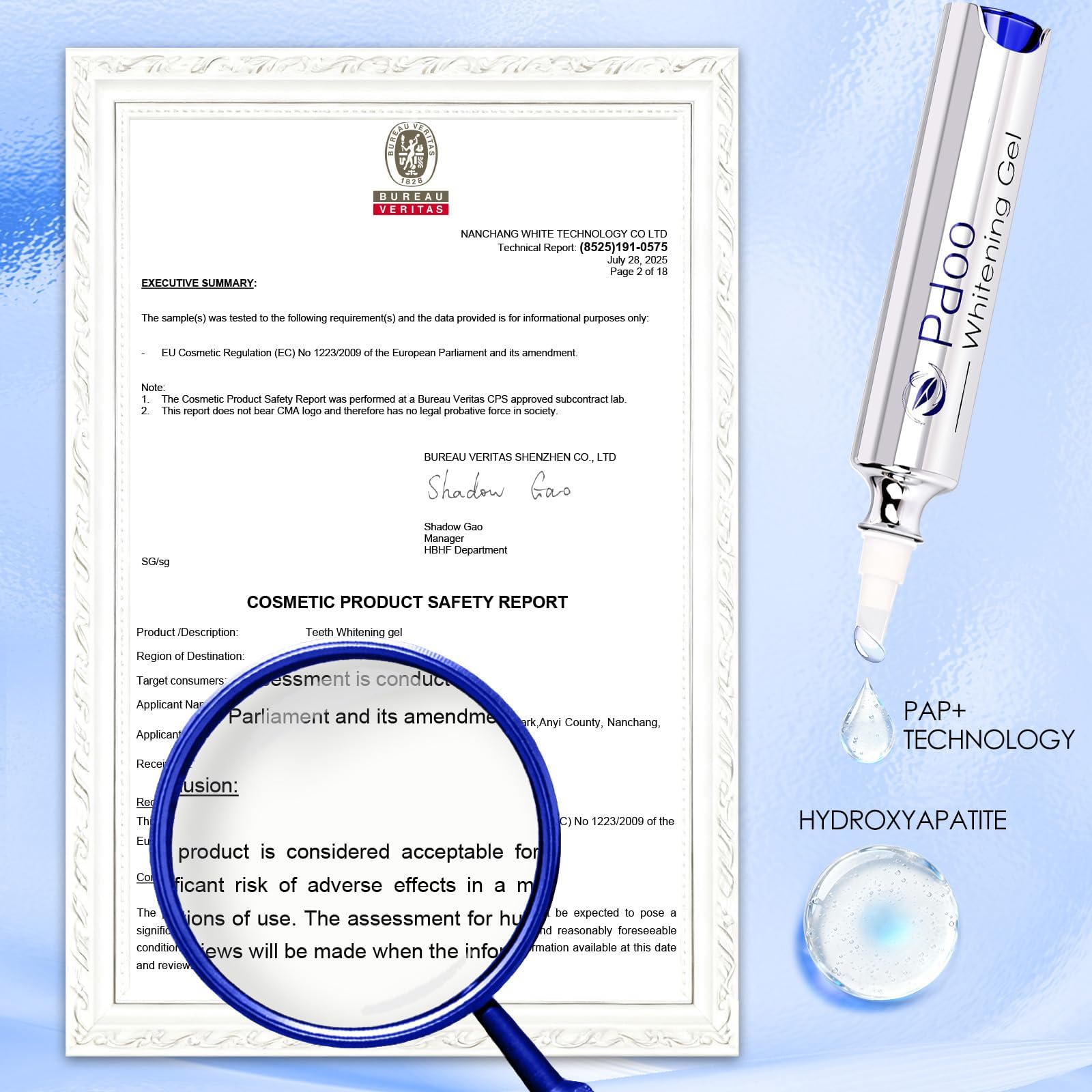 Kit de blanqueamiento dental con Pap+ | Bolígrafo de gel blanqueador de dientes de 10 ml y bandeja de blanqueamiento de silicona para todos los dientes, sin sensibilidad, sin peróxido y kit de