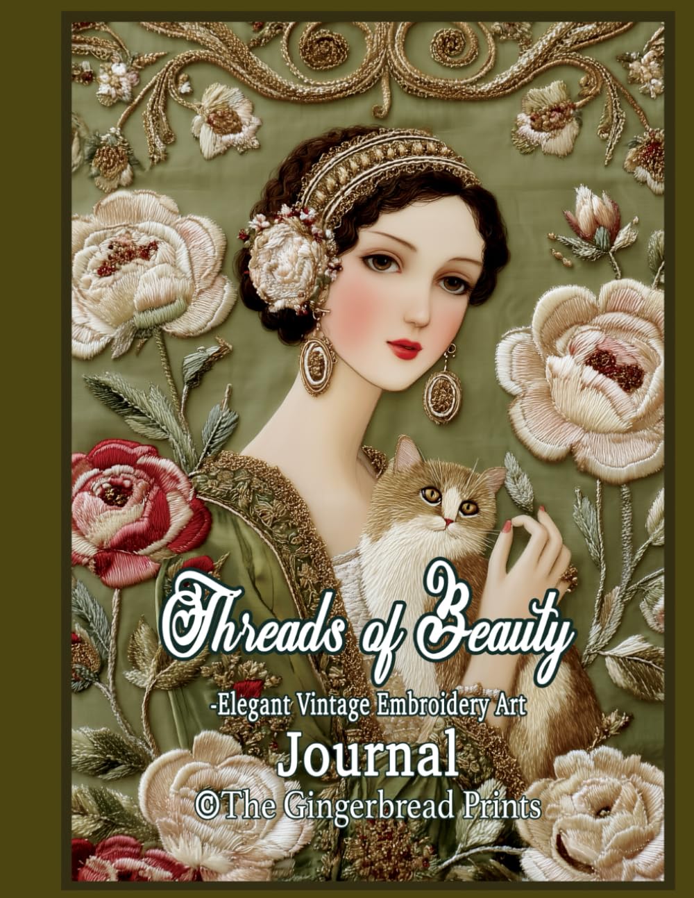 Threads of Beauty - Elegant Vintage Embroidery Art Journal Graphic Book for Scrapbook, Making Card, Collage for both Beginners and Experienced Crafters