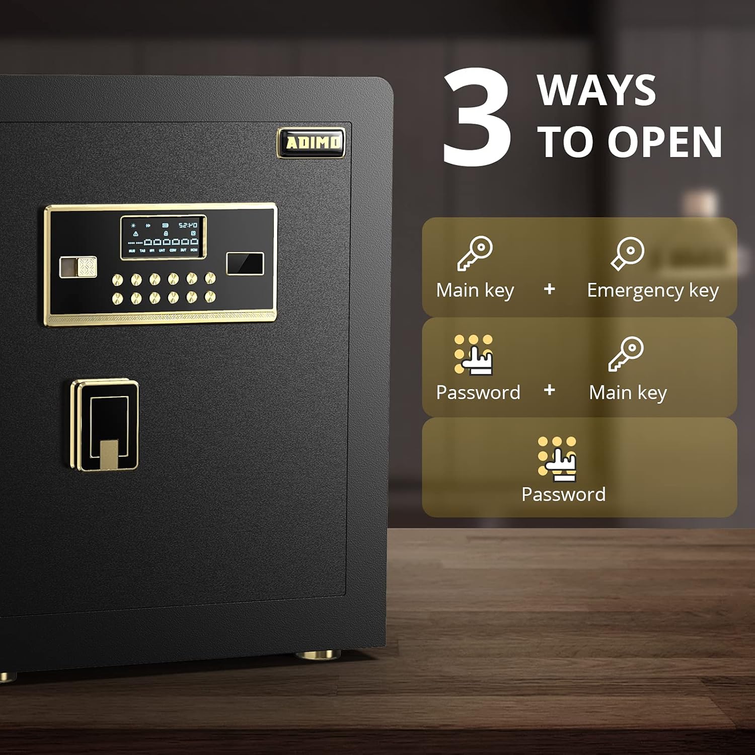 Safe Box, ADIMO 1.94 Cubic Feet Cabinet Safe with Digital Keypad Key Lock,Classic Security Safe with Triple Security System& Removable Shelf, Wall Mounted, Home and Office - - 