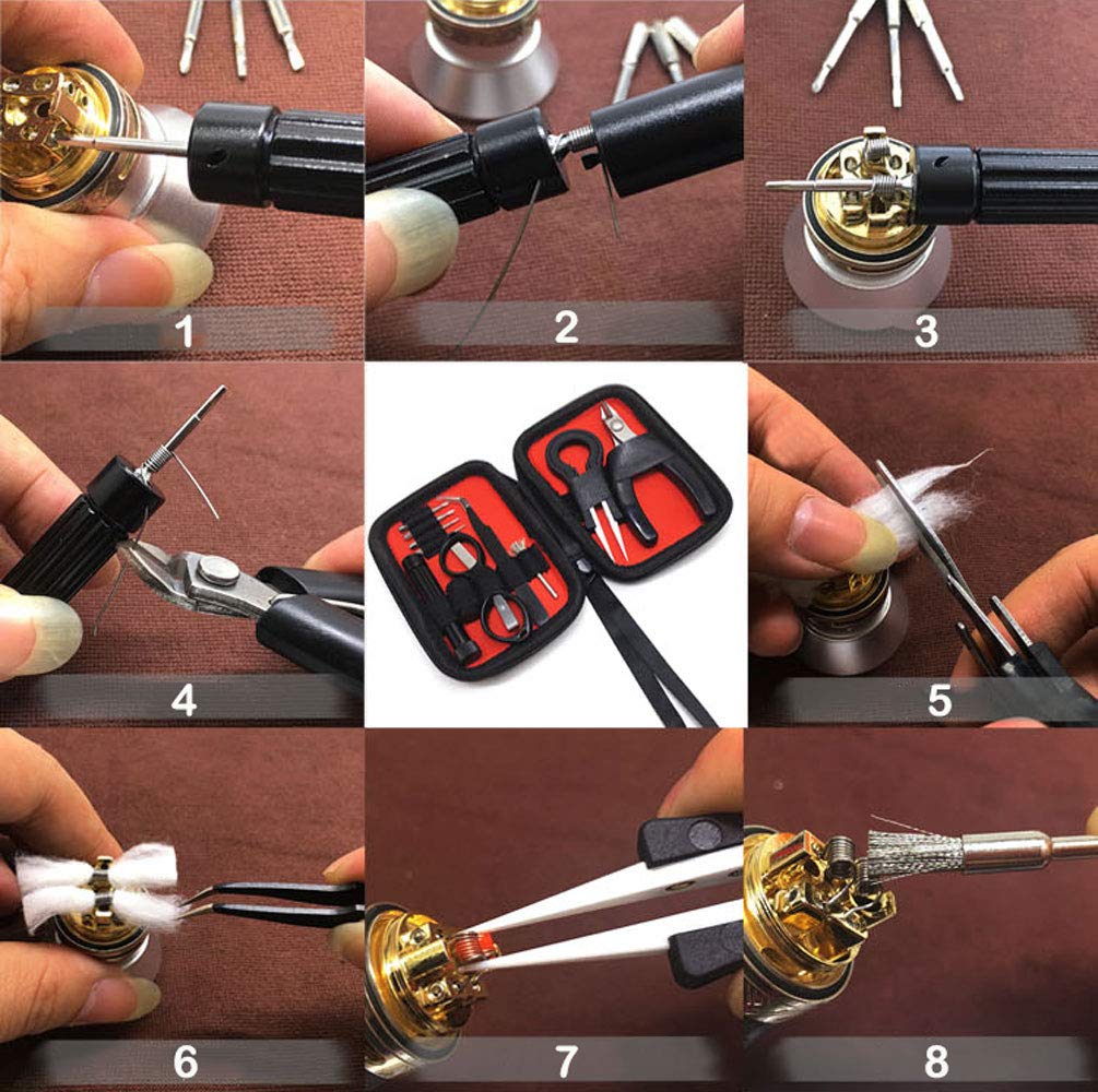 V2 Kit d'outils de bricolage pour cigarette lectronique, 11 pices, en  acier inoxydable, pince  piler en cramique et pince courbe, tournevis  multifonction, coupe-fil, kit de bobine pour RTA/RDA : Amazon.com.be:  Bricolage