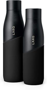 LARQ Bottle Movement PureVis 32 oz- Lightweight Self-Cleaning and Non-Insulated Stainless Steel Water Bottle with UV Water Purifier | Reusable & Travel Friendly, Black/Onyx