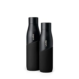 LARQ Bottle Movement PureVis 32 oz - Lightweight Self-Cleaning and Non-Insulated Stainless Steel Water Bottle with UV Water Purifier | Reusable & Travel Friendly, 1-Year Warranty, White/Pebble