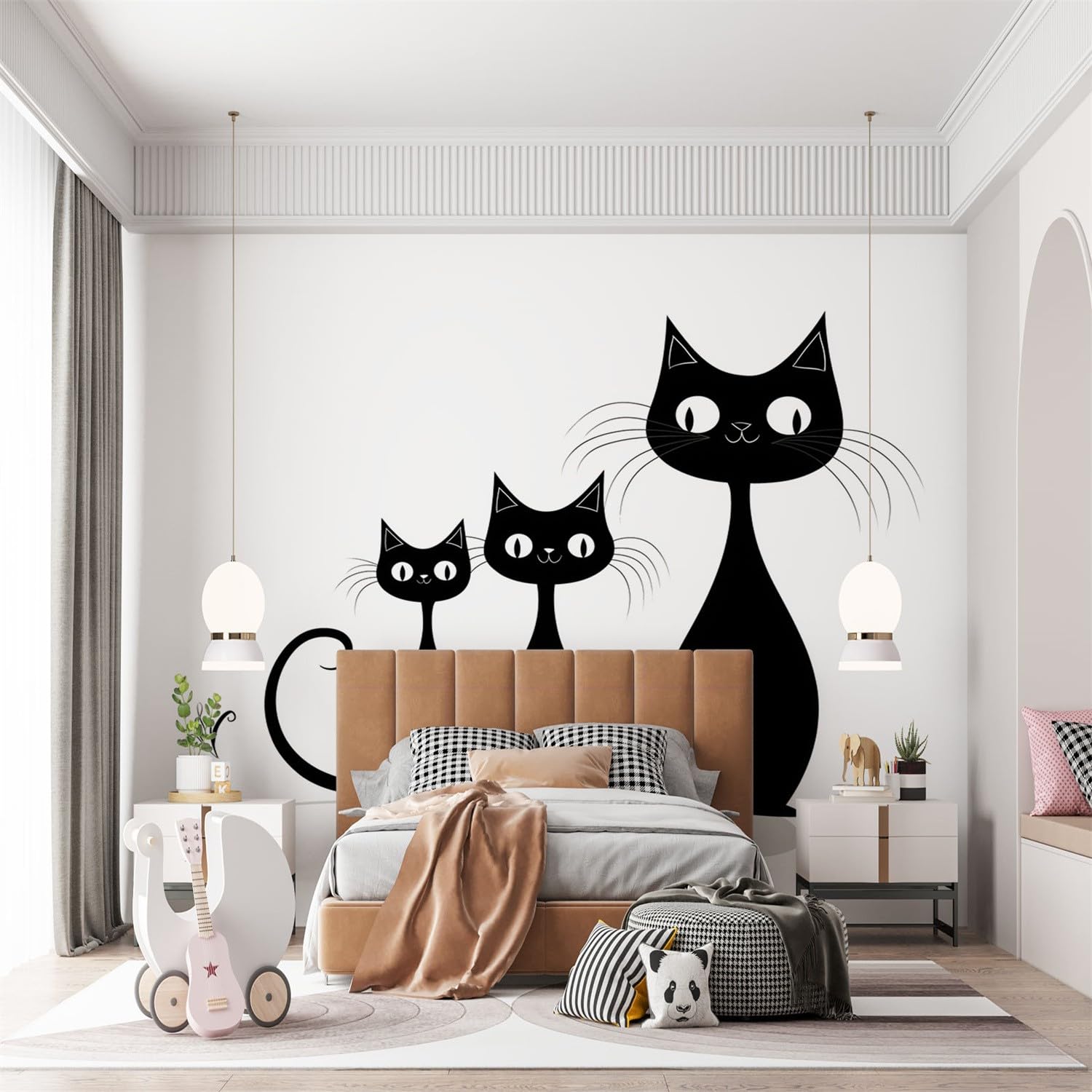 Papier Peint Panoramique Animal de Bande Dessinée Chat, Poster Fresque Murale Animaux de Bande Dessinée, Poster Mural pour Salon, Chambre d’Enfants ou Restaurant, 400 x 280 cm Décoration Fresque
