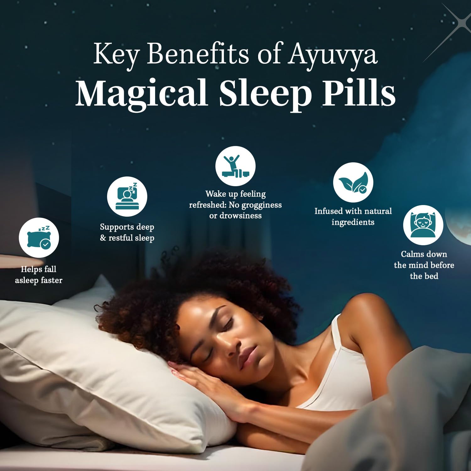 Ayuvya Magical Sleep Support Melatonin Effervescent Pills - Natural Sleep | Night Time Sleep Aid & For Morning Energy | As Seen on Shark Tank 1