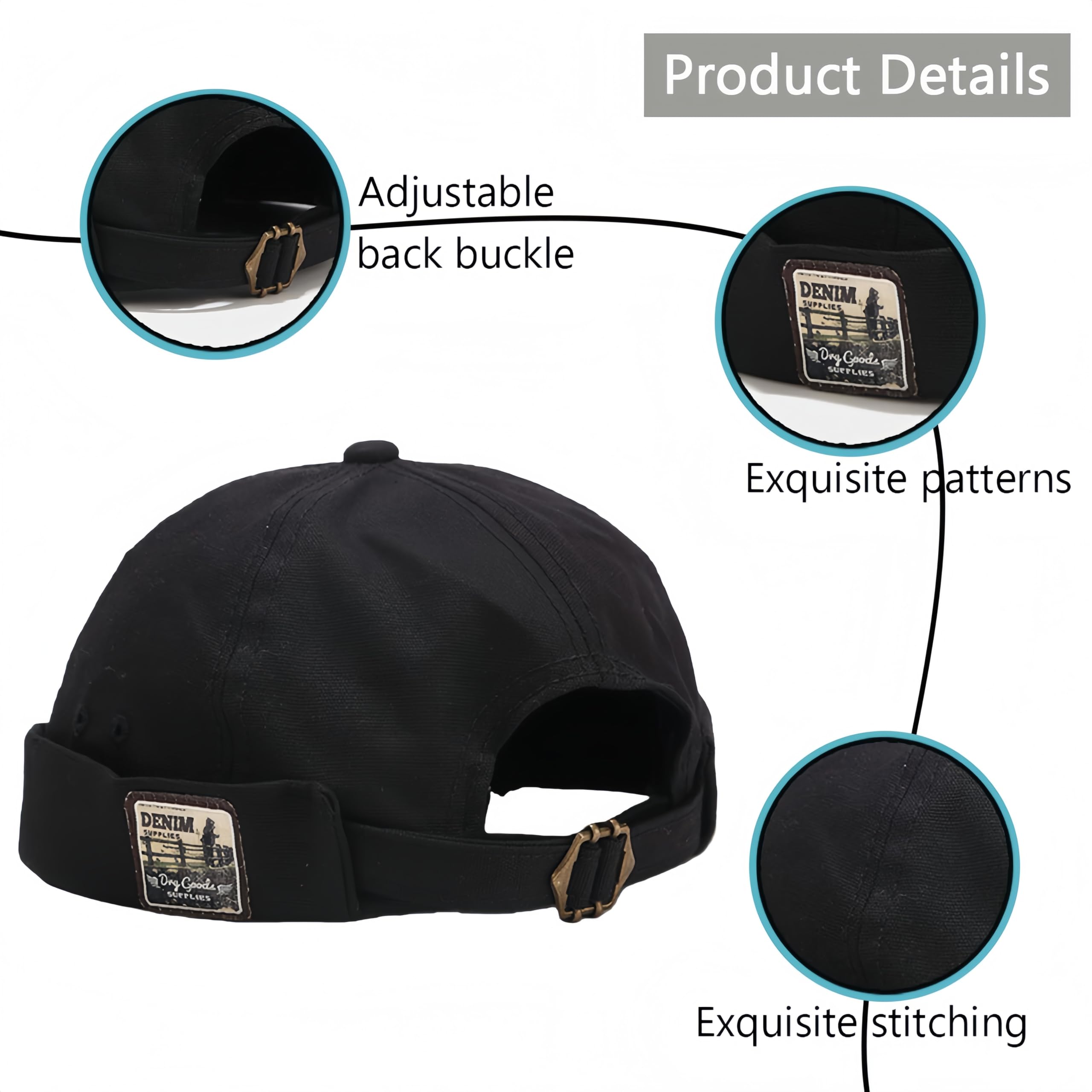 Gorro Docker Hombre Gorro de Hip-Hop Gorro Docker de Algodón Ocala Hombre Verano Gorra Docker Cierre autoadherente Primavera Verano