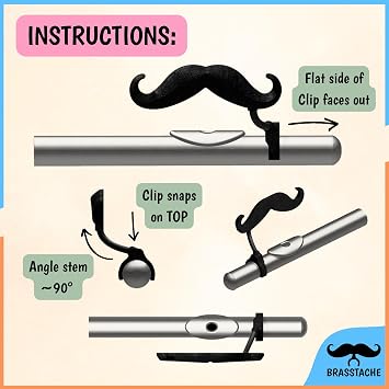 Flute-stache - The Original Clip-on mustache for Flute by Brasstache