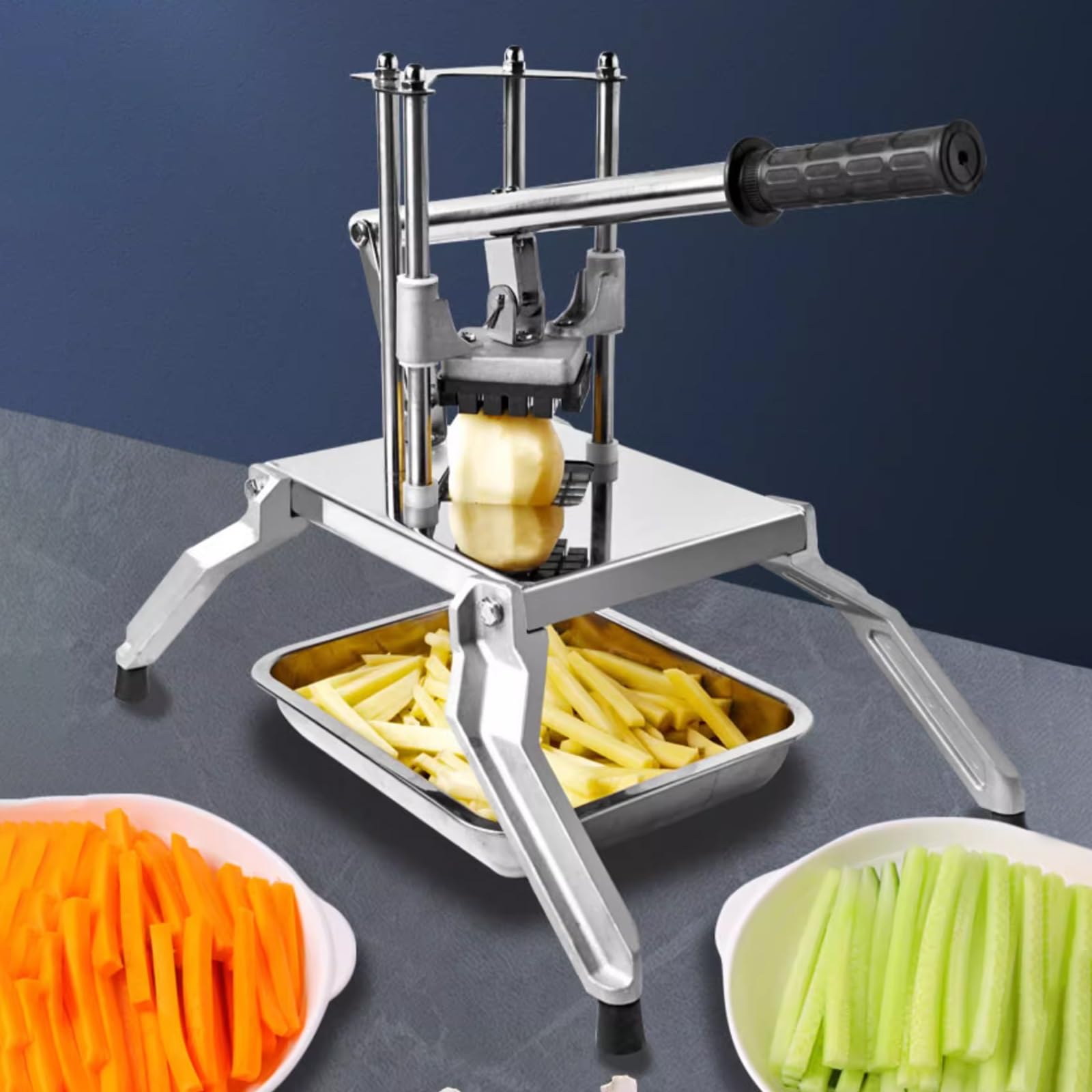 Generisch Kartoffel Pommesschneider mit Saugnäpfen, Gemüse Pommes Schneider aus Edelstahl for Radieschen, Gurken, Äpfel und Birnen