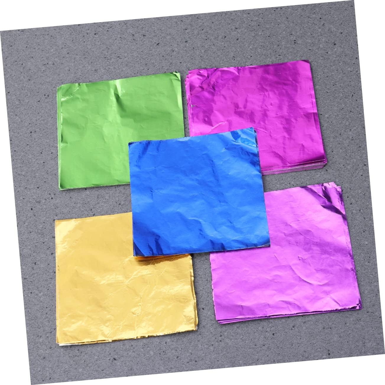 Food-grade Aluminum Foil Paper Wrapping Paper for Candy Making Smooth 8x8cm 100 Sheets 5 Packs Random Color