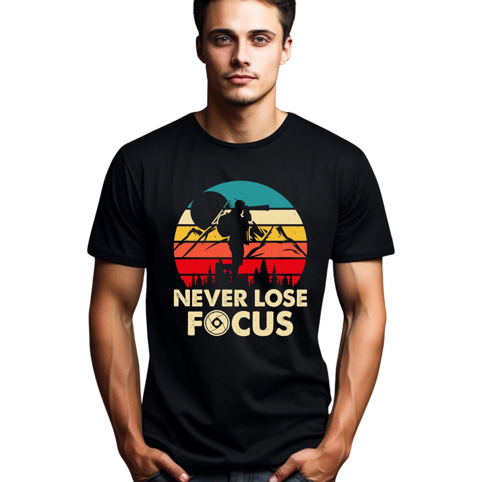 Seek Buy LoveAdventure Hiking T-Shirt, Never Lose Focus Photography Tee, Mountain Landscape Casual Top