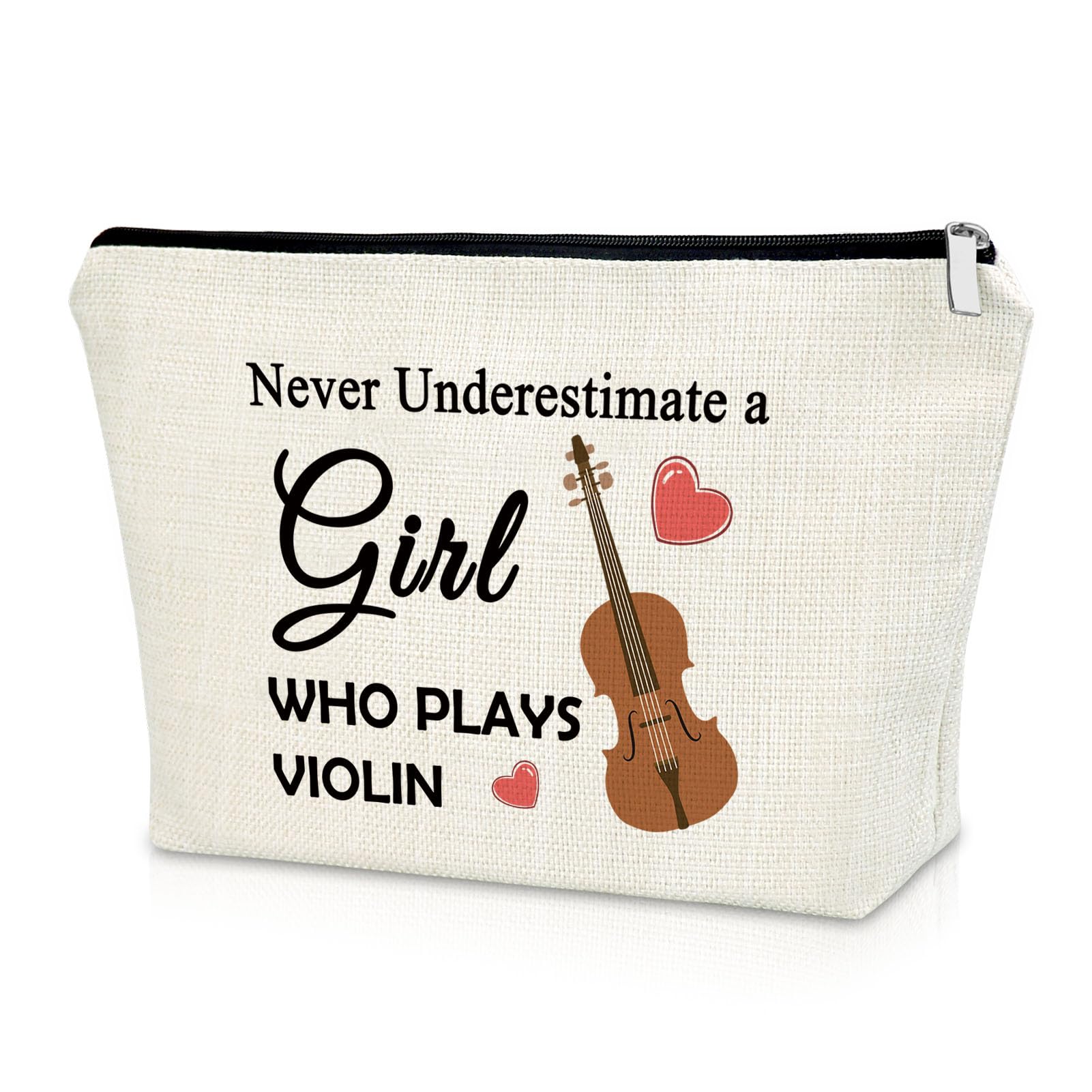 Sazuwu Violin Gifts Women's Makeup Bag Cosmetic Bag for Violin Players Lovers Teachers Music Enthusiasts Violinist Appreciation Graduation Birthday