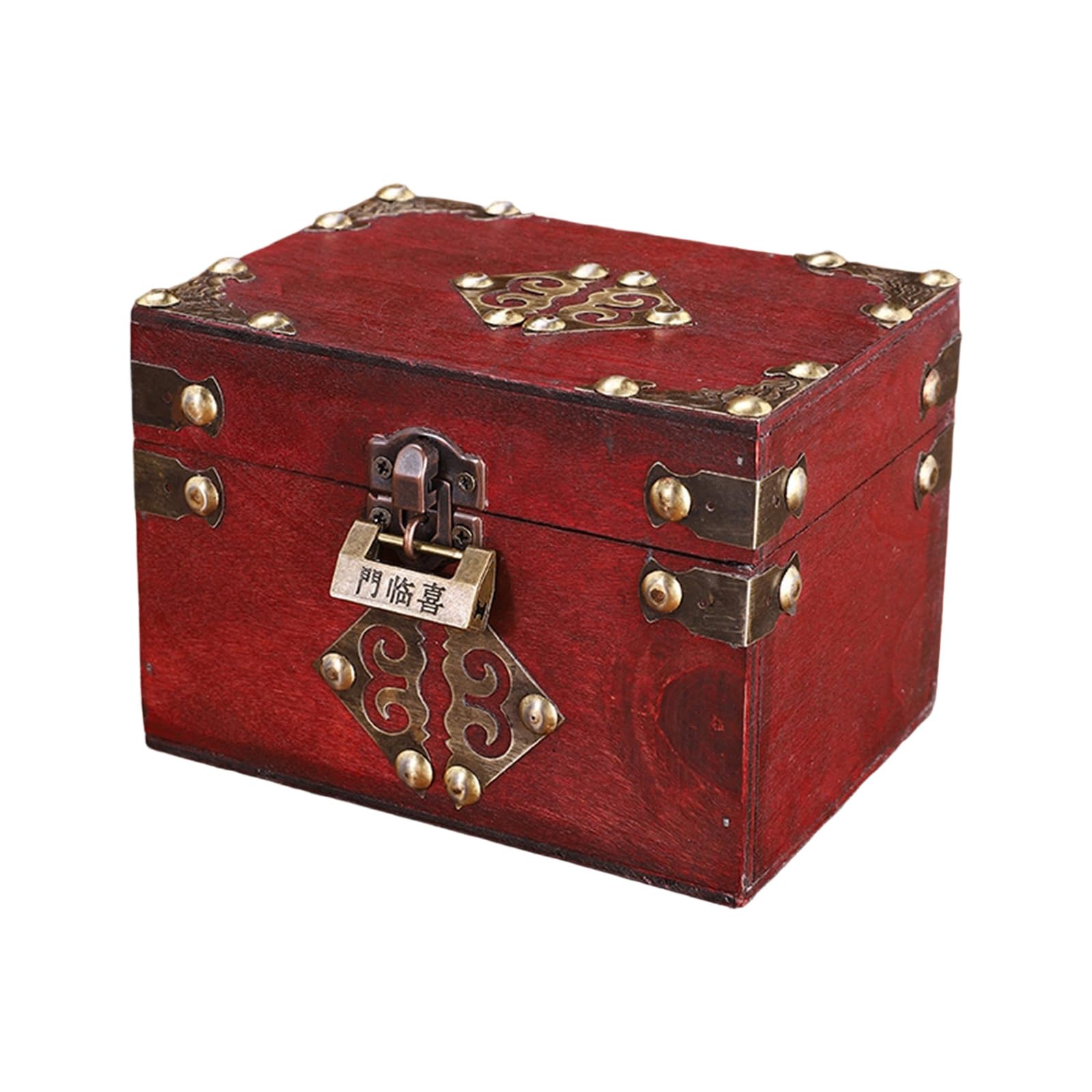 ZBIianxer Classical Jewelry Box with Secure Locking for Valuables and Collectibles Retro Wooden Traditional Organizers Keepsakes Rural Trinket Small Chest