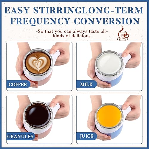 Vista 68 de Patelai 2 tazas de café autoagitables a granel, taza autoagitable recargable de 13.5 onzas, taza de mezcla automática de viaje para empleados regalo
