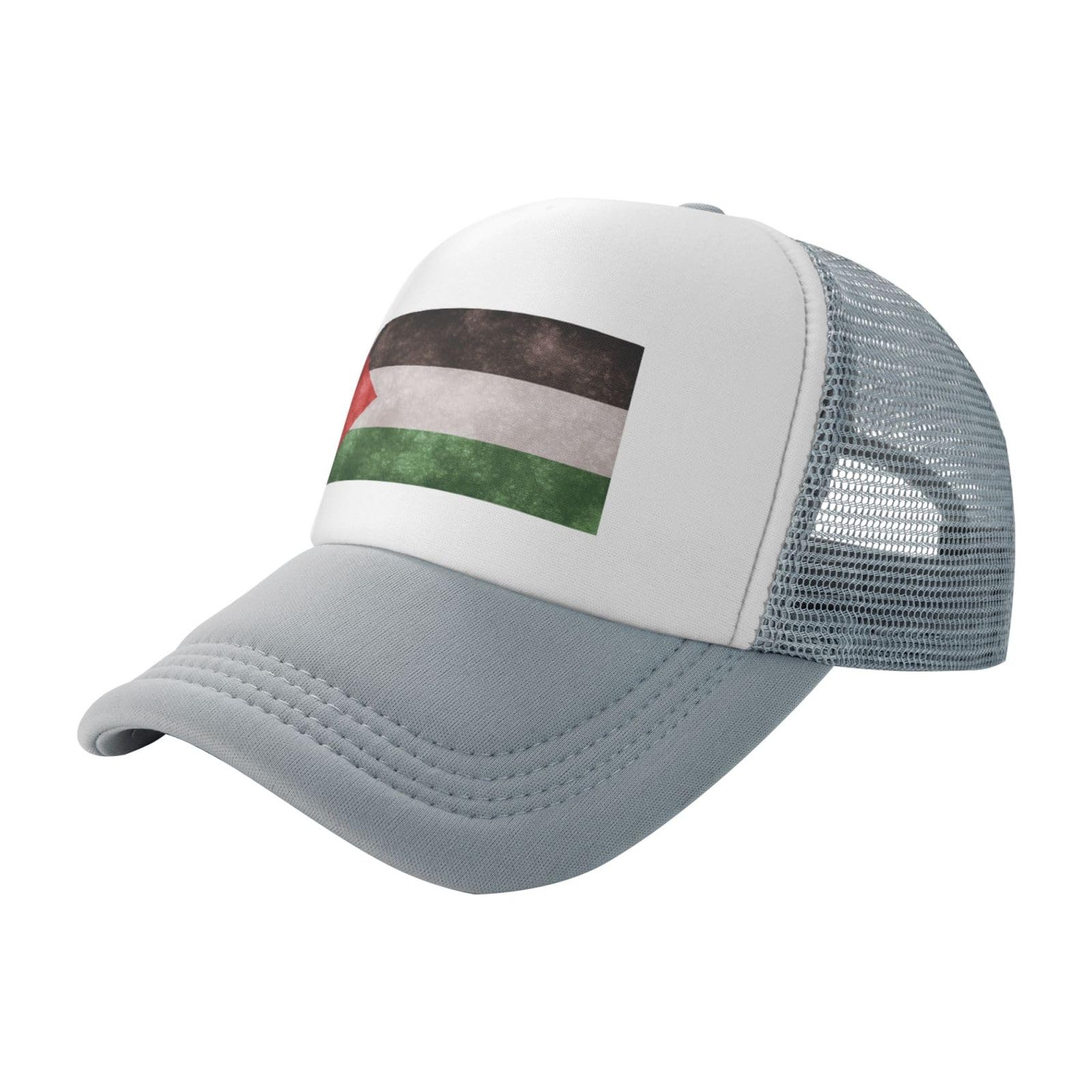 Kwqdozf Unisex Gray Flag Of Palestine Trucker Hat Mesh Baseball Cap