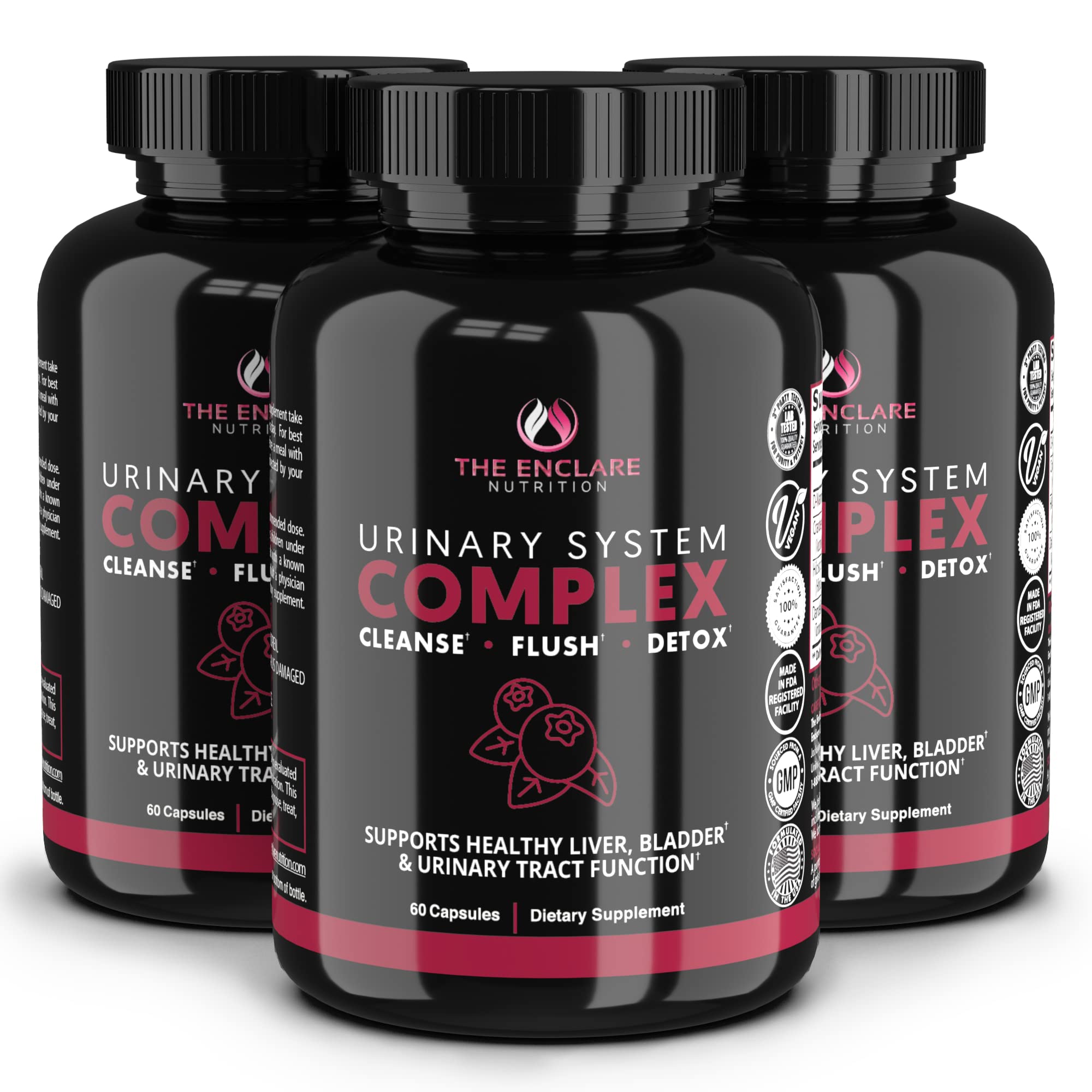 THE ENCLARE NUTRITION D Mannose Capsules|1000mg with Cranberry Pills for Women & Men, Hibiscus & Dandelion. Fast-Acting Urinary Tract Health, Bladder Control, Liver Support, Kidney Cleanse & Detox(3)