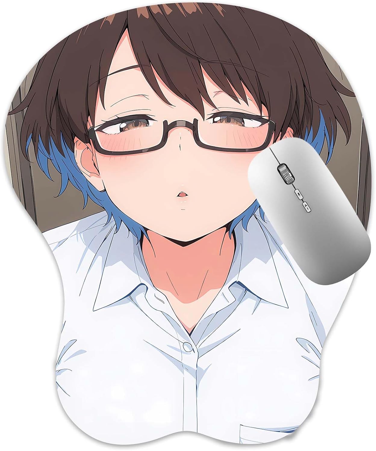 3D Mouse Pad, Oppai Mousepad with Soft Gel Wrist Rest Anime Manga Gaming Boob pad Anti-Slip Mouse Mat, Youko