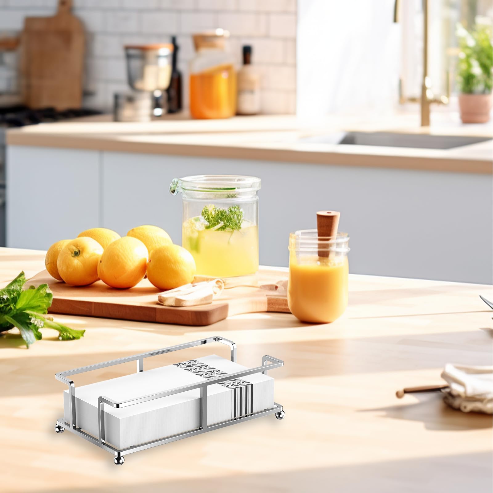 Soporte para toallas de papel de baño, bandeja para toallas de baño, servilleteros, toallas de invitados, soporte desechable para servilletas de baño, mesa de comedor de cocina (sin varilla)