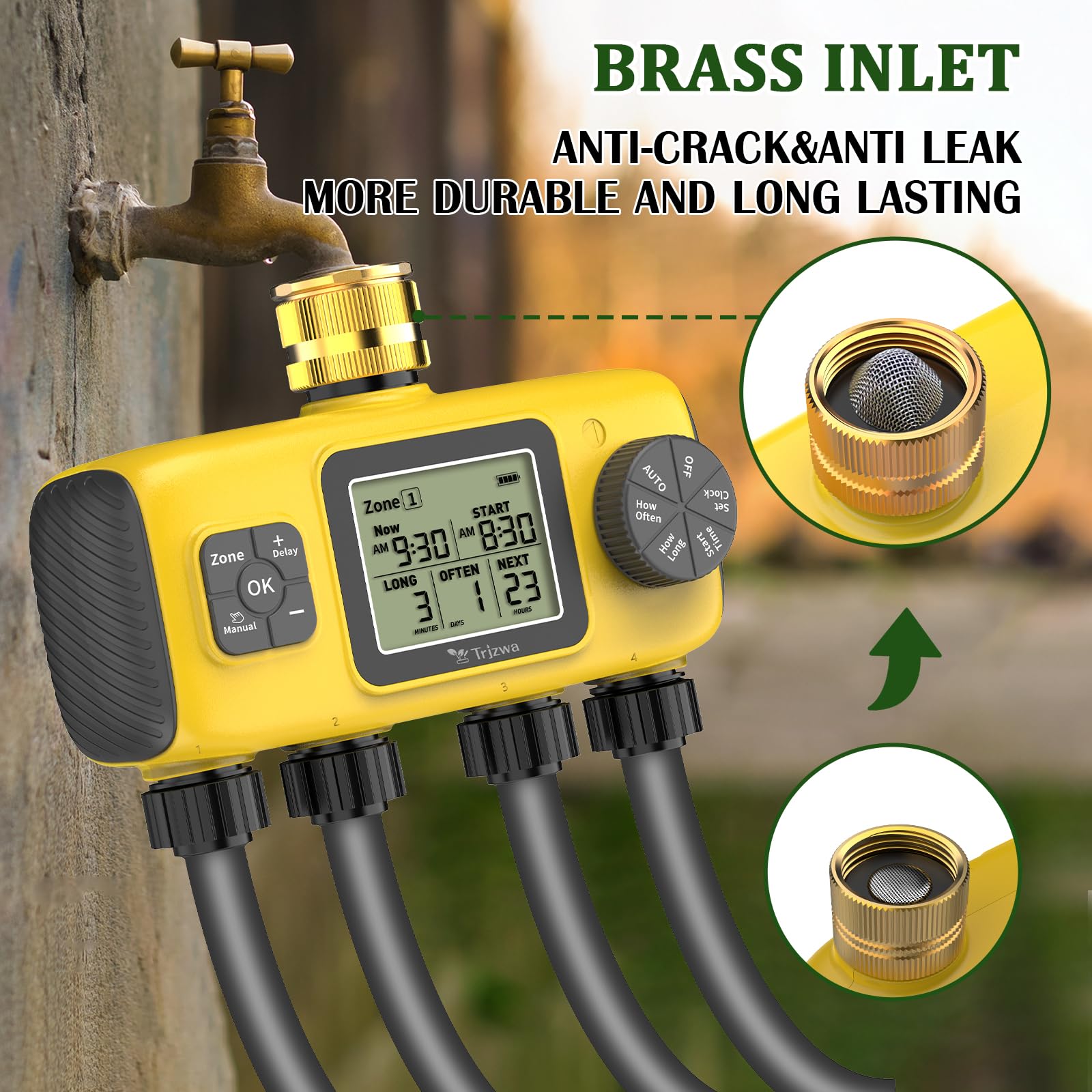 Programmateur Arrosage Automatique AVCE 4 Zone, 2025 Le Nouveau Minuteur Arrosage Automatique AVCE Écran LCD Bouton Manuel pour Un Réglage Facile Applicable de Arrosage Système pour Jardin