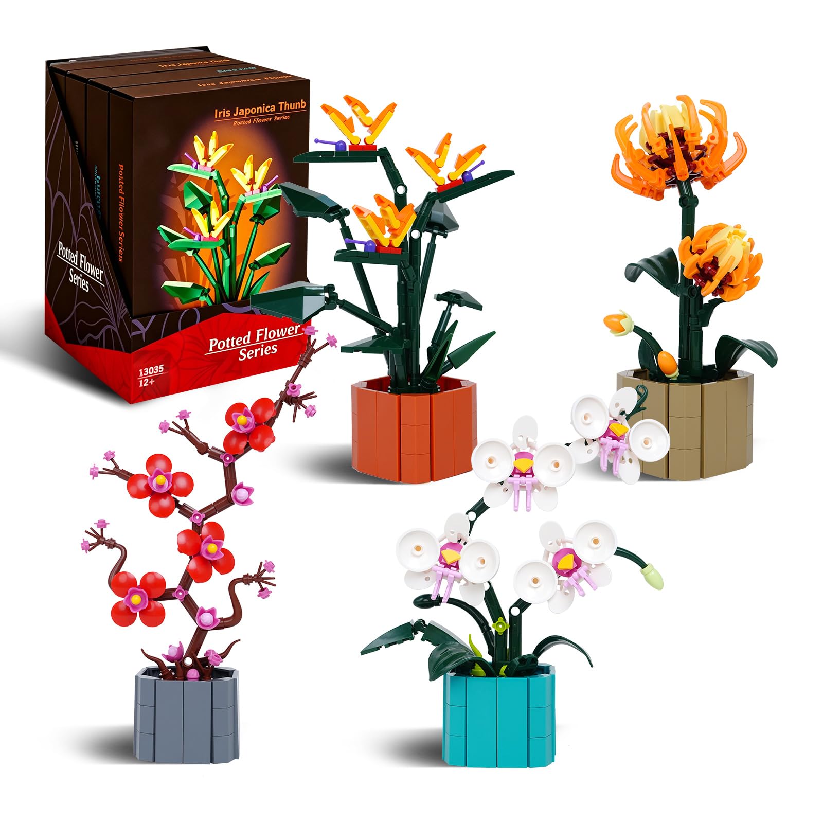 Botanical 4 in 1 Flower Bonsai Building Blocks Set - Toy for Kids Age 8+