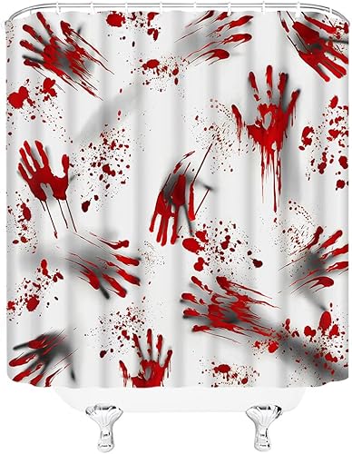 Vista 29 de Cortina de ducha Happy Halloween con diseño de calavera de bruja, murciélago espeluznante, alquimia gótica, tablero de ouija mágico, hongo de bruja