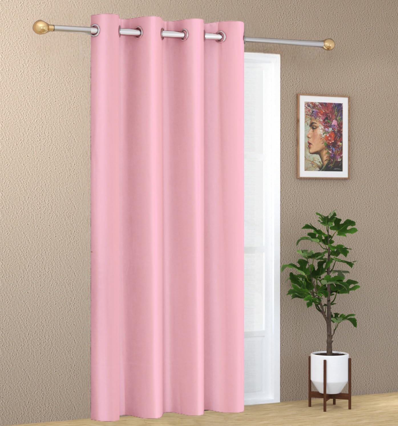 YUKANY 1 Piece Solid Eyelet Long Crush Polyester Home & Living Room Door Curtains - 7 Feet, Baby Pink (B08BJS64TY) Amazon Price History, Amazon Price Tracker