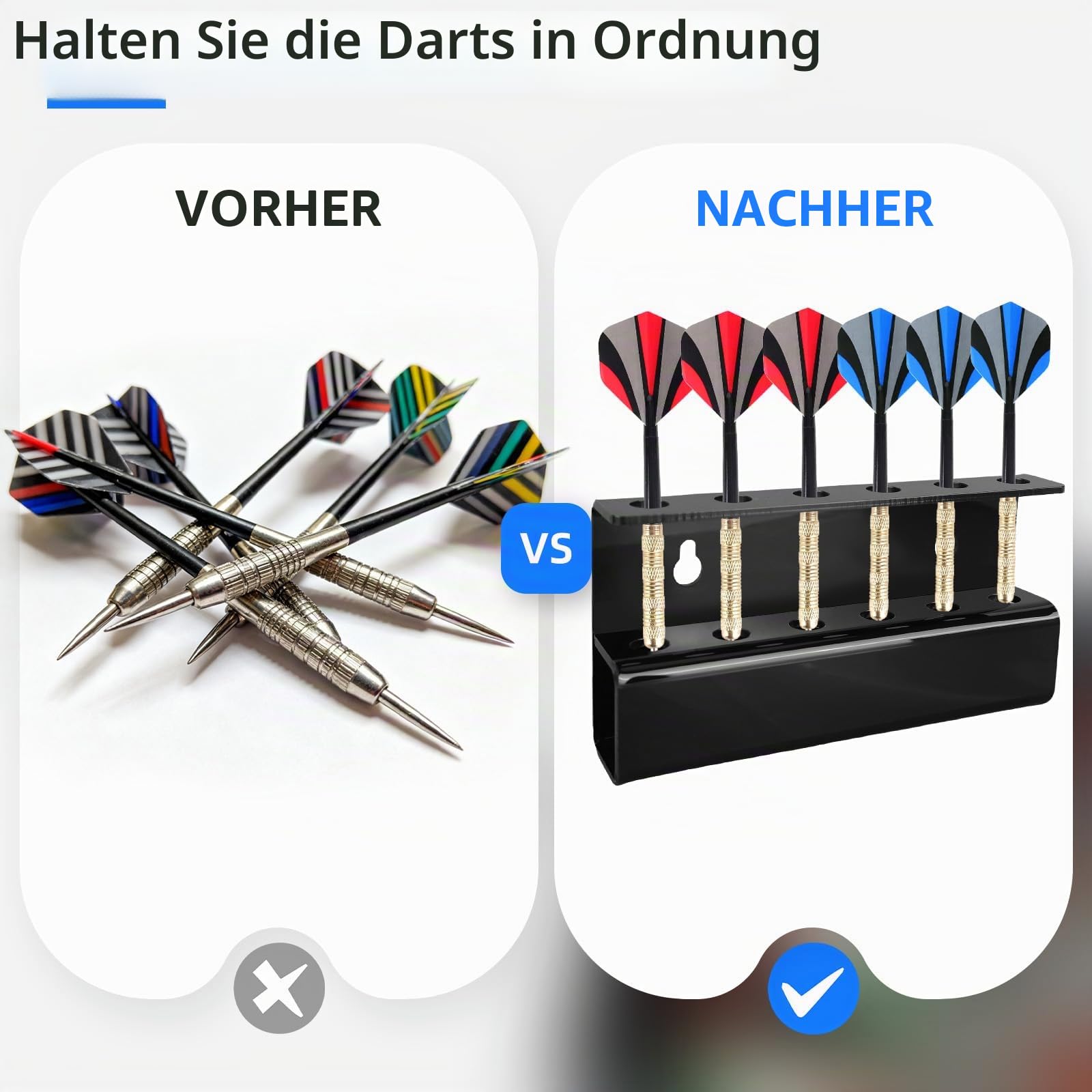 Darthalter Wandmontage - Acryl Dart Rack für 6 Dart - Selbstklebend oder Schraubbefestigung - Ideales Dartzubehör für Home Game Room Bar - Langlebig & Einfach zu installieren
