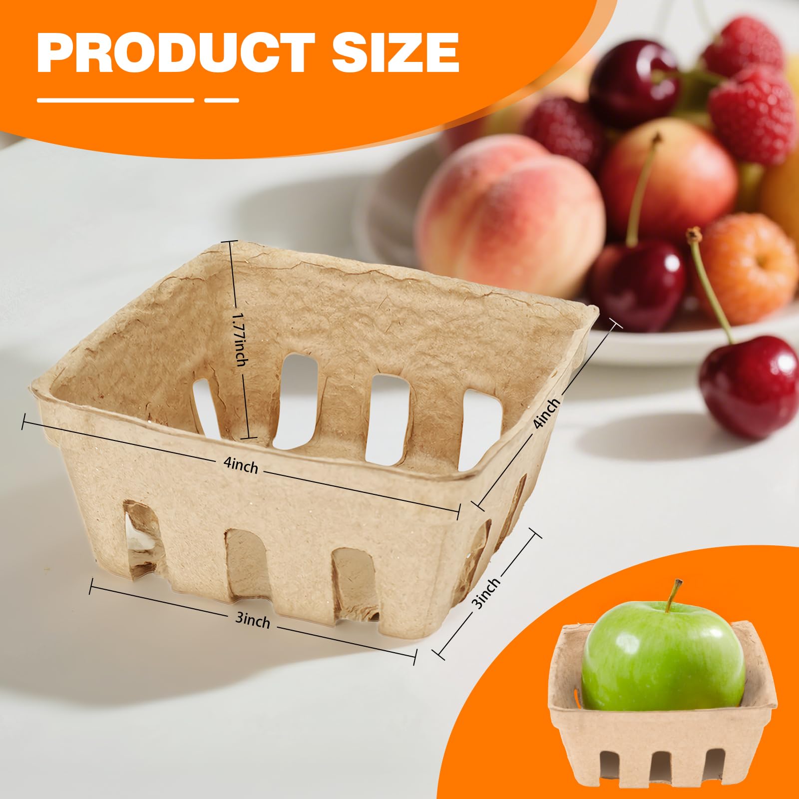 piopiocoing 50 Pack Mini Natural Pulp Fiber Berry Basket for Vegetables Strawberry Blueberry Raspberry Egg, Small Basket Containers for Farmers Market Produce?Fruit Stand Supplies