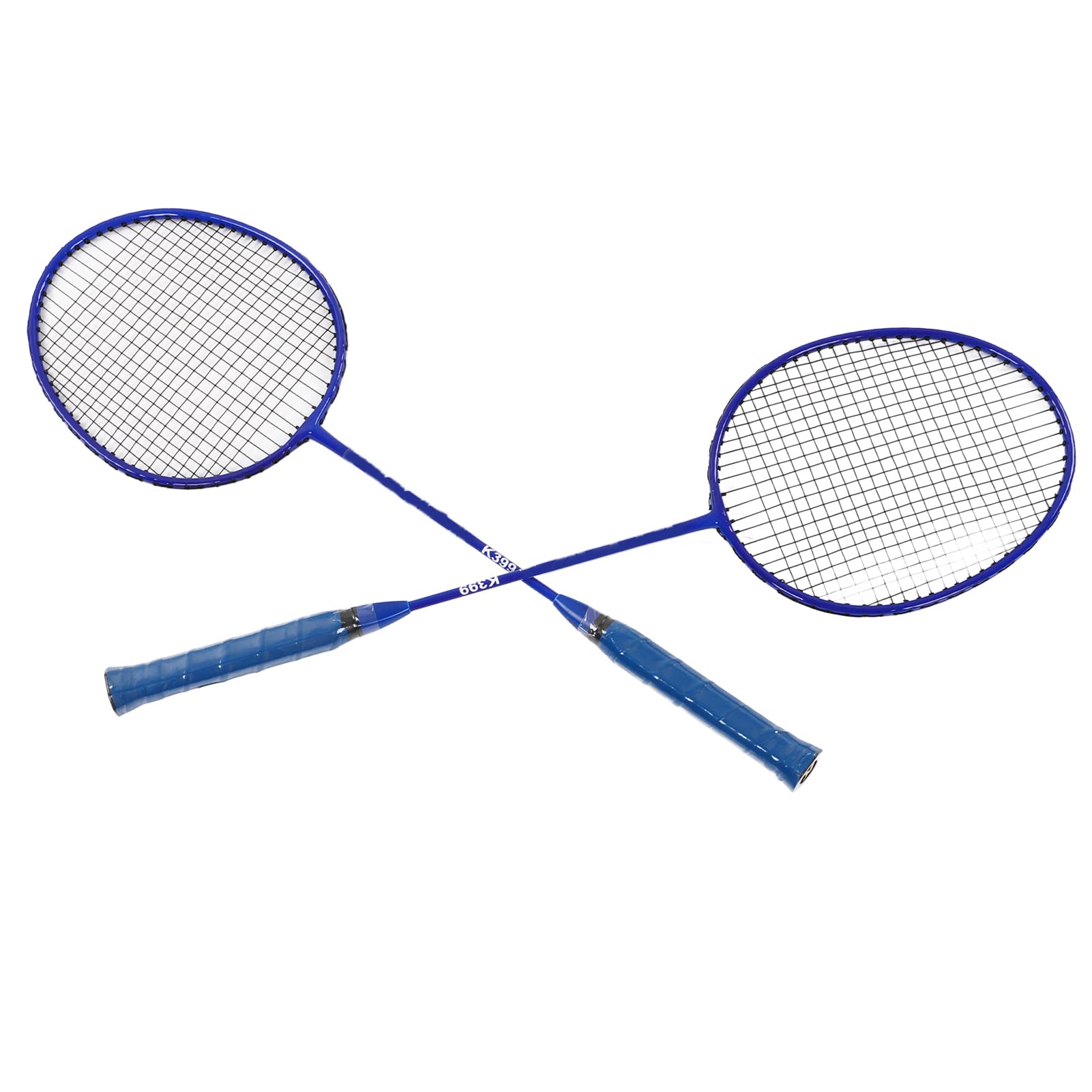 Ensemble de Raquettes de Badminton en Alliage de Fer Léger et Confortable pour L'entraînement des Débutants Bleu 2 Pièces