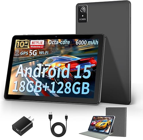 Tablet de 10 Pulgadas, 2025 Android 15 Tablets, 18GB+128GB, Expansión de 1TB, Tablet Octa-Core Compatible con Widevine L1 con WiFi 6, Batería de