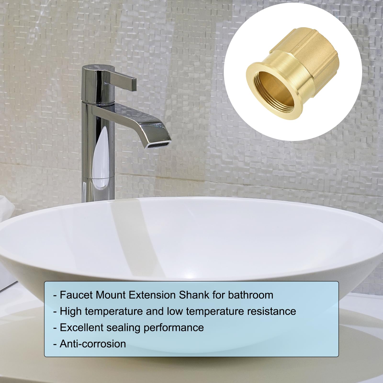 QUARKZMAN 1 Stück Wasserhahn-Sicherungsmutterbefestiger, 1,21" x 1,71" Wasserhahn-Mutter-Fixierbasis, Wasserhahn-Anti-Lockerungsmutter, Edelstahl für Toilettenbecken Waschbecken, Messing