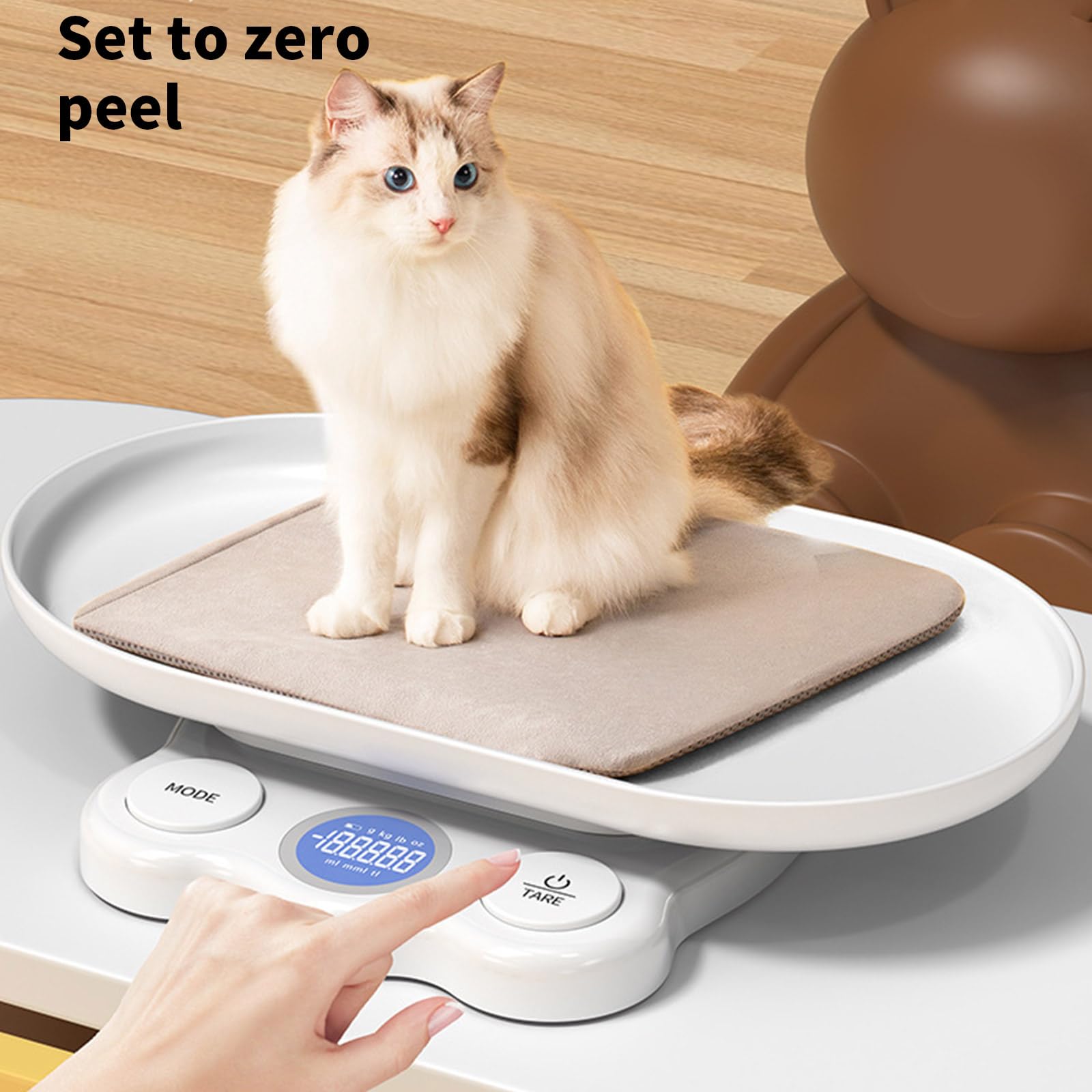 Báscula para bebés y mascotas con bandeja desmontable, función de bloqueo automático, para bebés de hasta 5 kg, con textura ABS