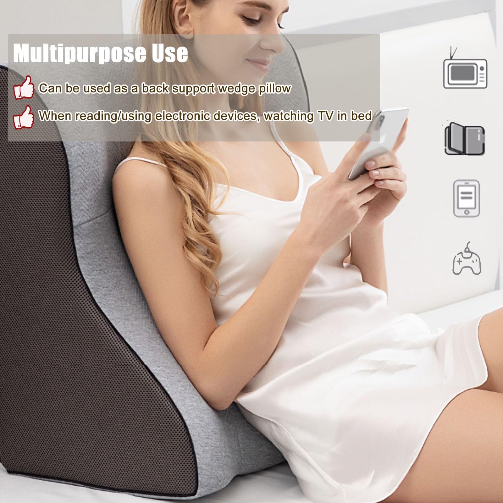 Set 3 Cuscini Gonfiabili A Cuneo Nevife – Lettura, Supporto Schiena E Gambe Per Reflusso E GERD