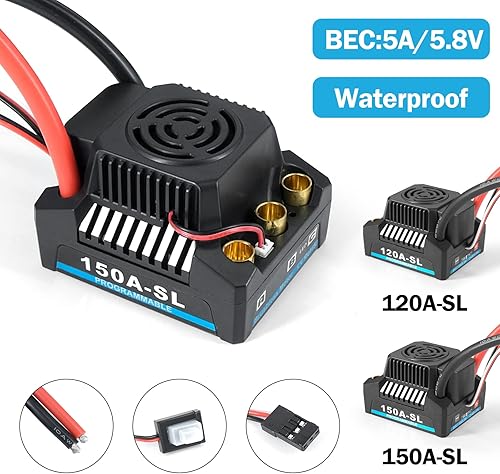 Miniatura 5 de GoolRC 120A ESC sin escobillas con 2-4S 5A5.8V BEC para 366036703674 Motor sin escobillas 18 Control remoto CocheOff-roadBoat Toy