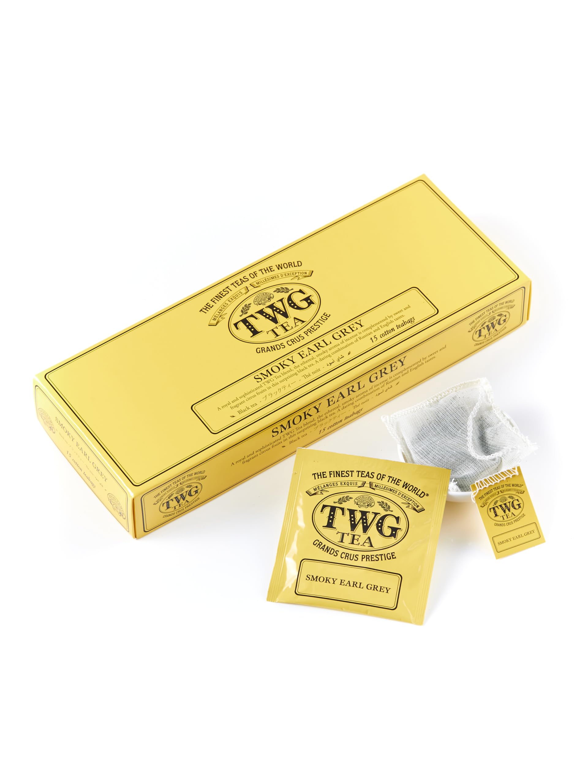 TWG Tea | Smoky Earl Grey | Black Tea | Bergamot | 15 Hand Sewn Cotton Tea Bags | Gift Set