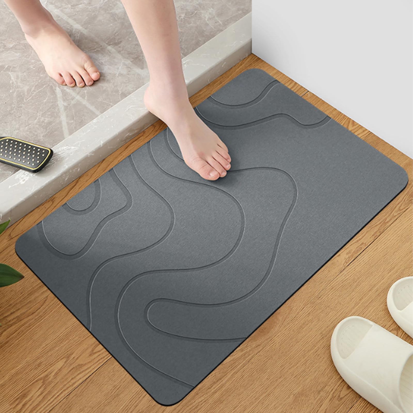 QhgPnt Stone Bath Mat, Diatomite Bath Mat Quick Dry, 40x60cm Bathroom Mat for Quick Drying, Stone Drying Mat Kitchen, Non-Slip Stones Mat