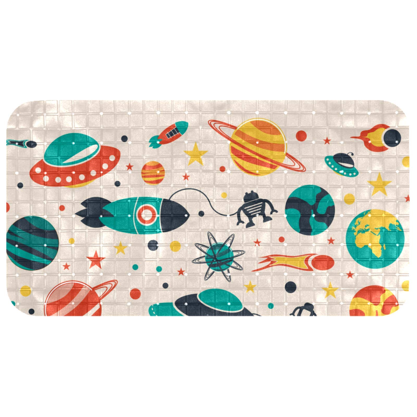 Alfombrilla de bañera Bennigiry para niños con diseño de cohetes del espacio exterior, 14,7x26,9