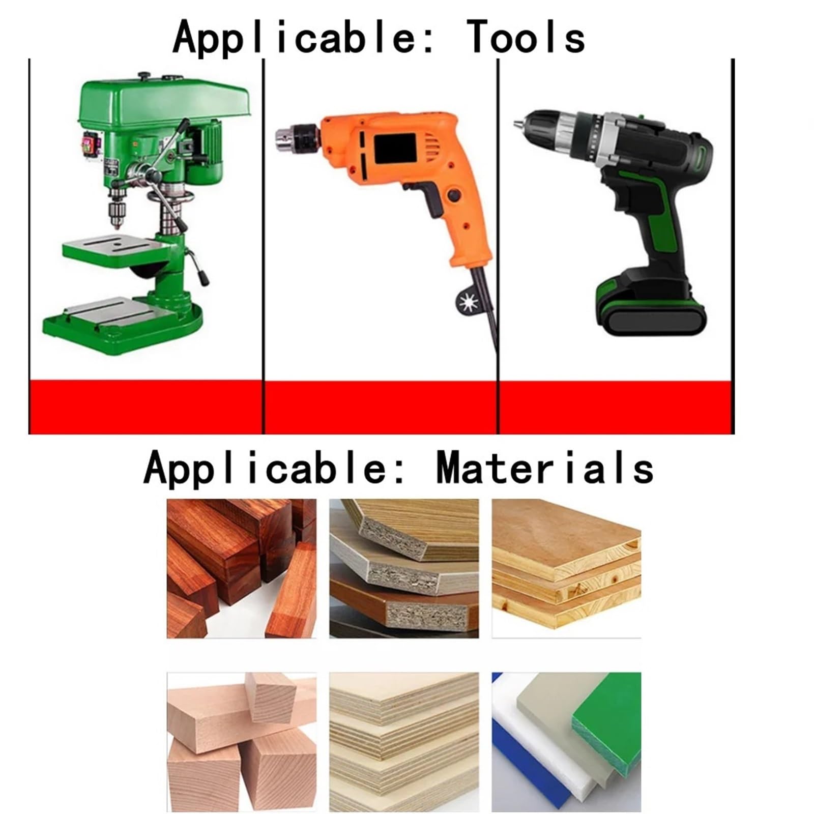 Ensemble de forets en Acier au Carbone 14 à 100 mm for Le Travail du Bois, scie Cloche Auto-centreuse, Outils Coupe carbure tungstène(90mm)