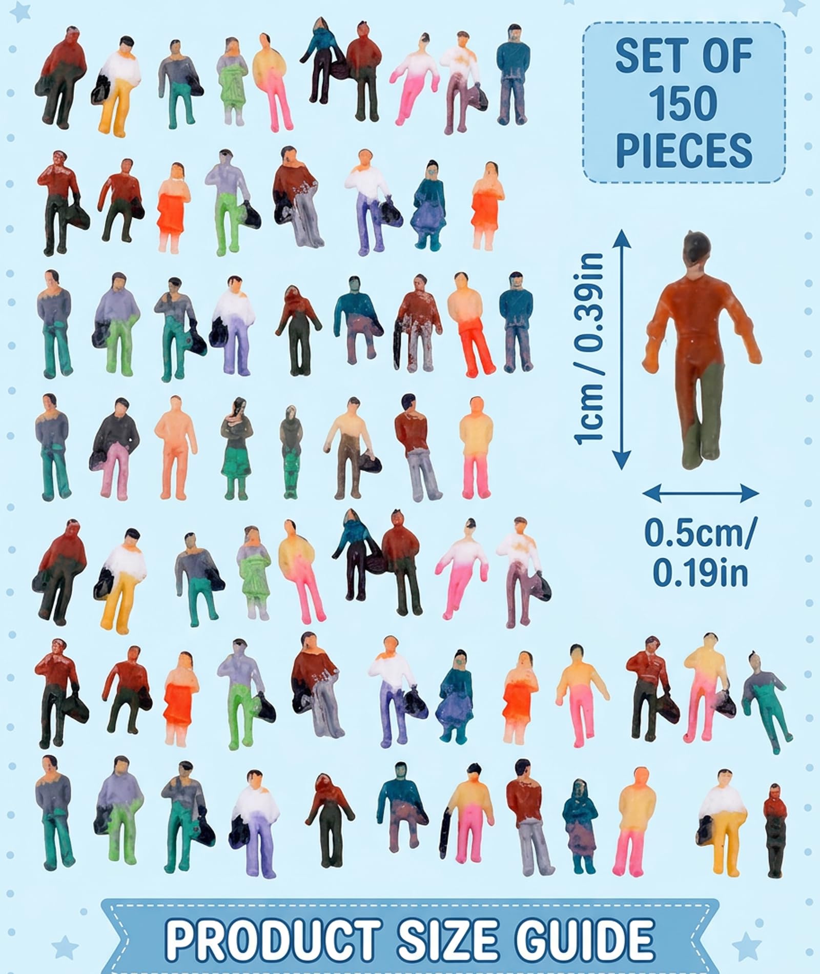 NHCDFA 150PCS Miniature Human Figures, Handcrafted Realistic Miniature Models for Display and Collection, Detailed Sculptures with Lifelike Features